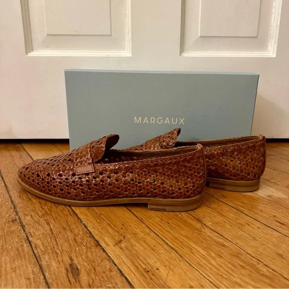 ✨🆕 NWB Margaux Andie cognac brown woven leather loafer, 38N - Picture 6 of 10